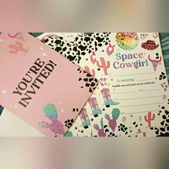 Space Cowgirl invitation card set - Picture 2 of 2
